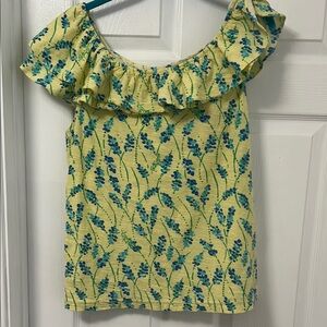 Lilly Pulitzer Floral Ruffle Yellow Top - size XL